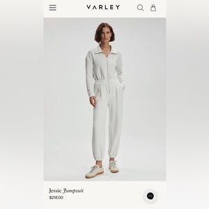 Varley Cream Zip-Up Jumpsuit